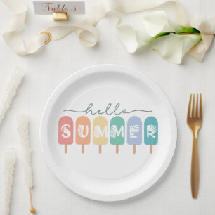 Hello Summer – Fun Colourful Popsicle  Paper Plate