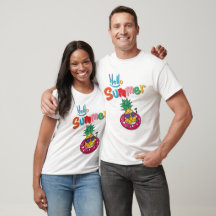 Hello Summer – Funny Pineapple in Pool Cartoon Tee