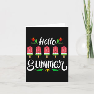 Hello Summer Funny Water Melon Design Ice Cream Lo Card