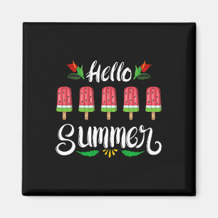 Hello Summer Funny Water Melon Design Ice Cream Lo Magnet