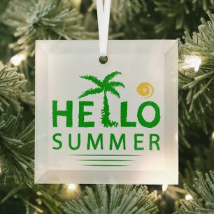 Hello Summer Glass Tree Decoration