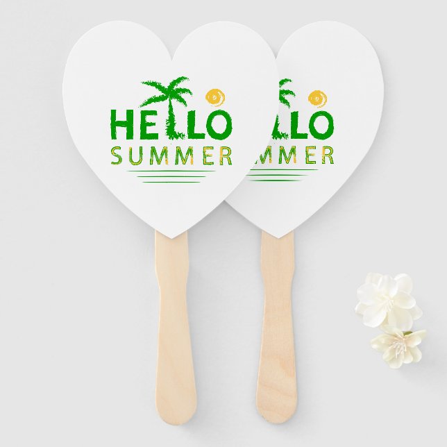 Hello Summer Hand Fan (Front and Back)