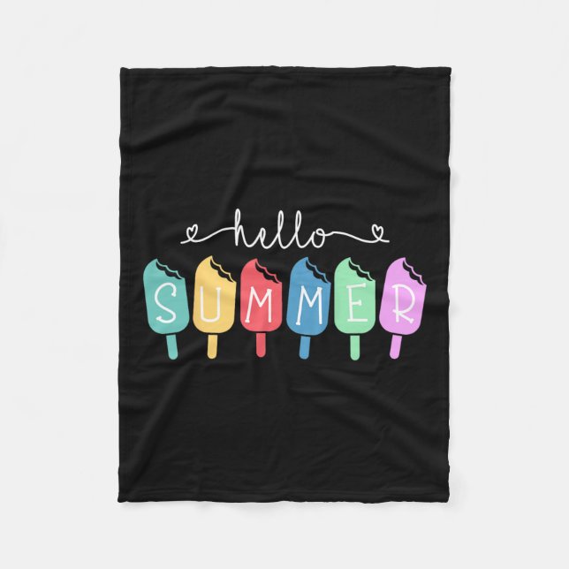 Hello Summer Happy Last Day School Teacher Student Fleece Blanket (Front)