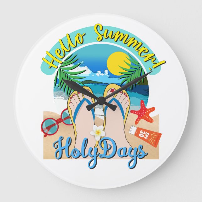 Hello Summer - HolyDays  Large Clock (Front)