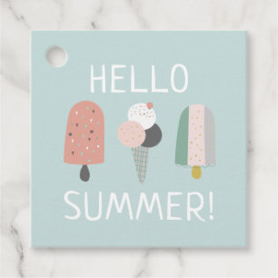 Hello Summer Ice Cream Blue Popsicle Favour Tags