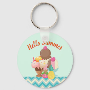 Hello Summer Ice Cream Delights Key Ring