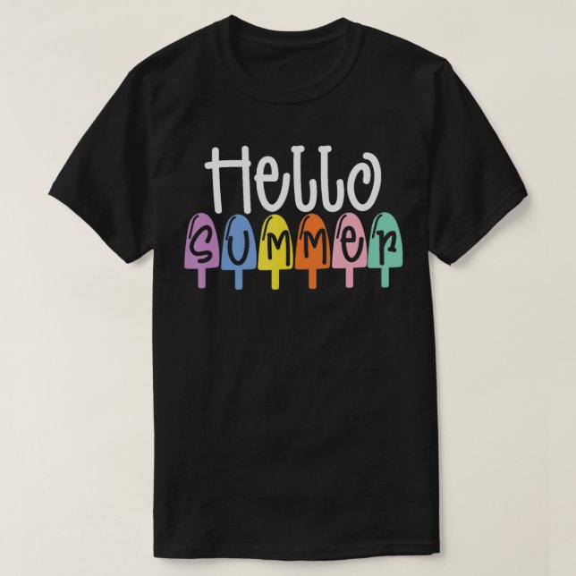 hello summer ice cream Popsicle beach  T-Shirt (Design Front)