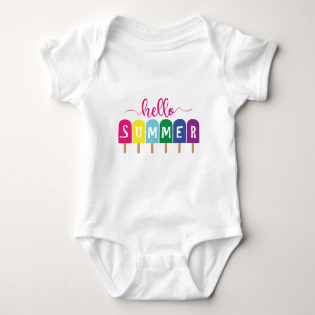 Hello Summer ice pop lolly  Baby Bodysuit (Front)