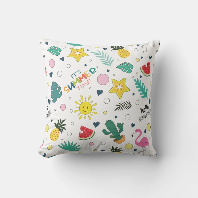 Hello Summer, It's Summer Time, Summer Fun Cushion (Front)