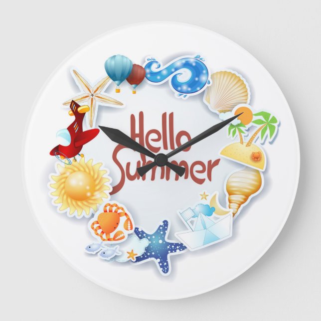 Hello Summer Large Clock (Front)