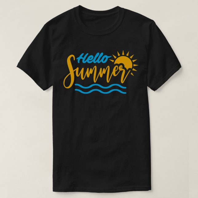 HELLO SUMMER Last Day School Teacher Student Beach T-Shirt (Design Front)