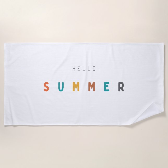 hello summer modern Beach Towel (Front)