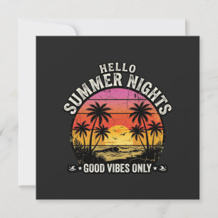 Hello Summer Nights Vintage Sunset Summer Invitation