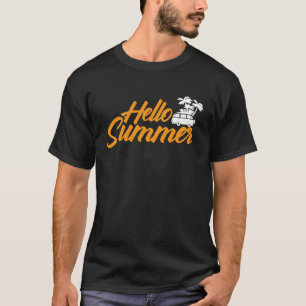 Hello Summer Ocean Tropical Beach Summer Vacation  T-Shirt