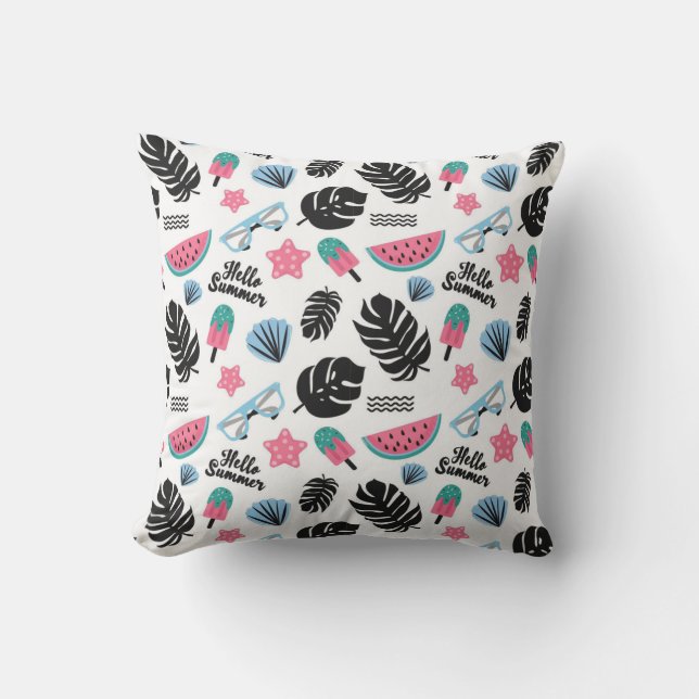 Hello Summer  Outdoor Pillow (Front)