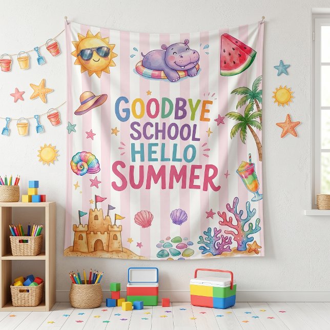 Hello Summer Party Stripes Tapestry (Creator Uploaded)