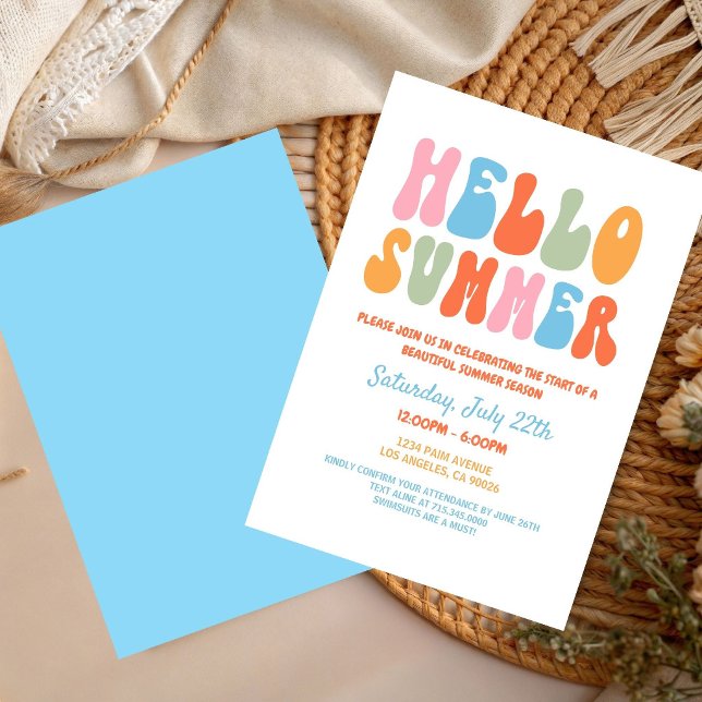 Hello Summer Party, Tropical School end Party  Invitation (Creator Uploaded)