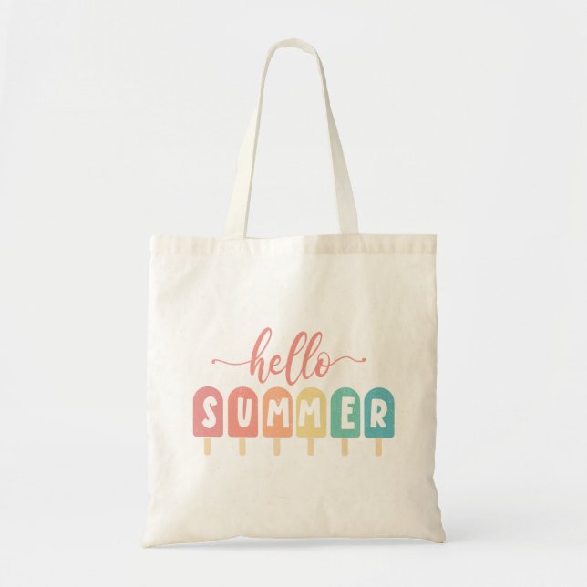 Hello Summer Pastel Popsicles Tote Bag (Front)