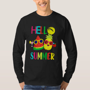 Hello Summer Pineapple And Watermelon With Sunglas T-Shirt
