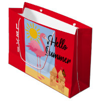 Hello Summer Pink Flamingo Design - Gift Bag - Lar