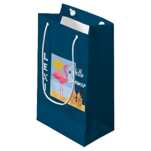 Hello Summer Pink Flamingo Design - Gift Bag - Sma