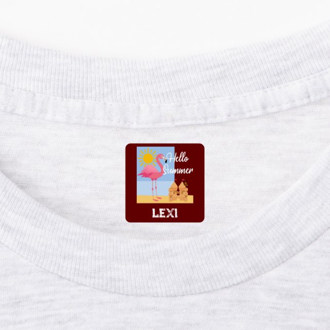 Hello Summer Pink Flamingo Design - Small Square C (Affixed)