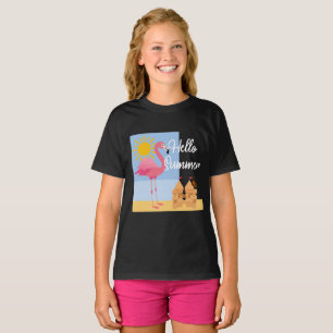 Hello Summer Pink Flamingo Design - Toddler Fine J T-Shirt