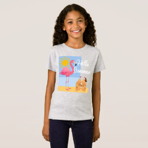 Hello Summer Pink Flamingo Design - Toddler Fine J T-Shirt