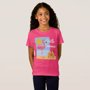 Hello Summer Pink Flamingo Design - Toddler Fine J T-Shirt