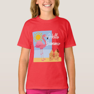 Hello Summer Pink Flamingo Design - Toddler Fine J T-Shirt