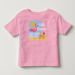 Hello Summer Pink Flamingo Design - Toddler Fine J T-Shirt
