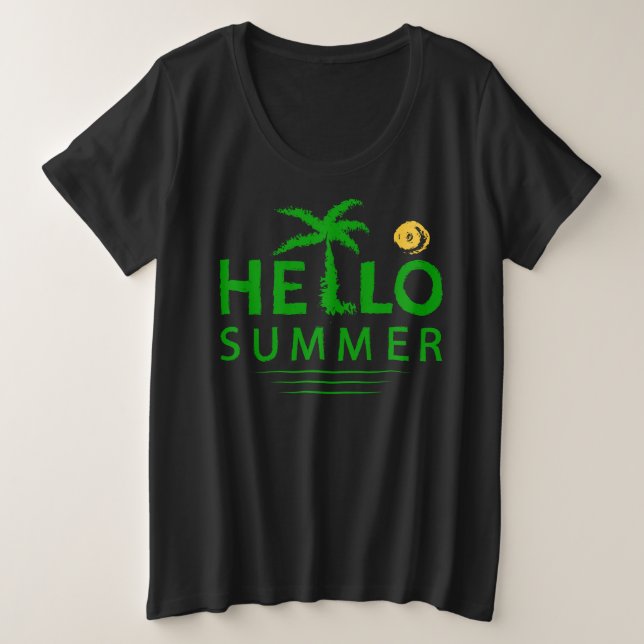 Hello Summer Plus Size T-Shirt (Design Front)