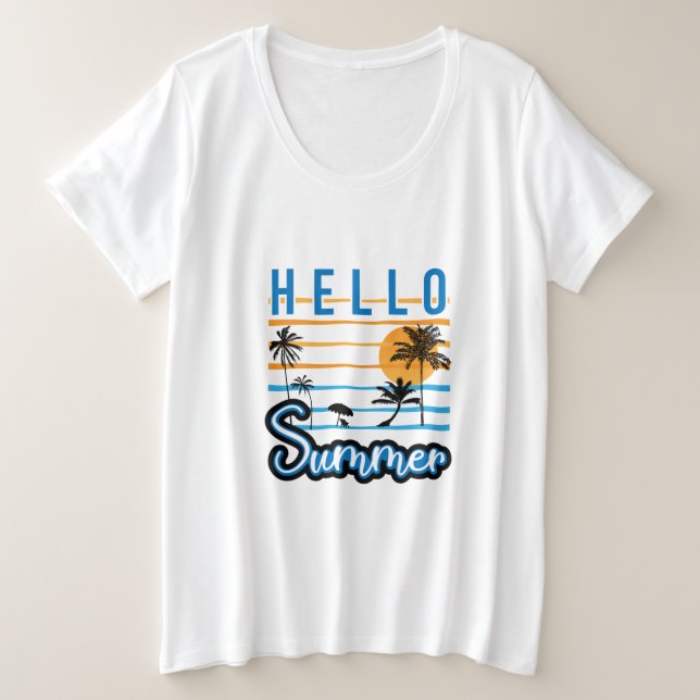 Hello Summer  Plus Size T-Shirt (Design Front)