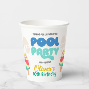 Hello Summer! Pool Party Invitation Paper Cups