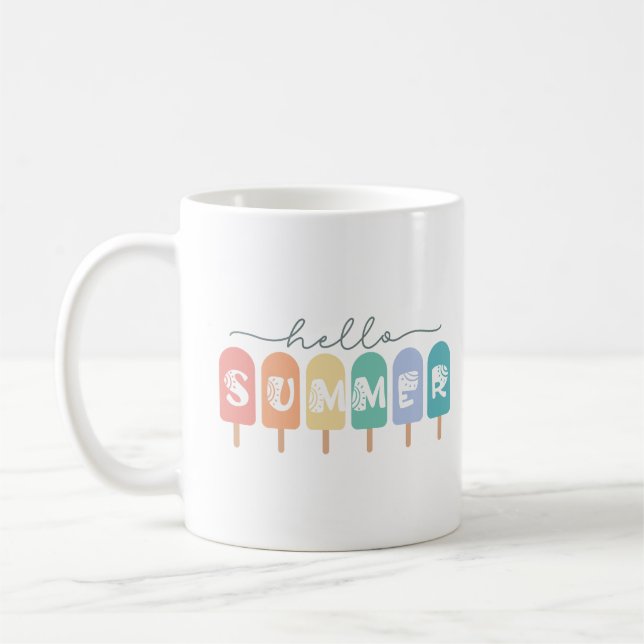 Hello Summer Popsicle Colourful Coffee Mug (Left)