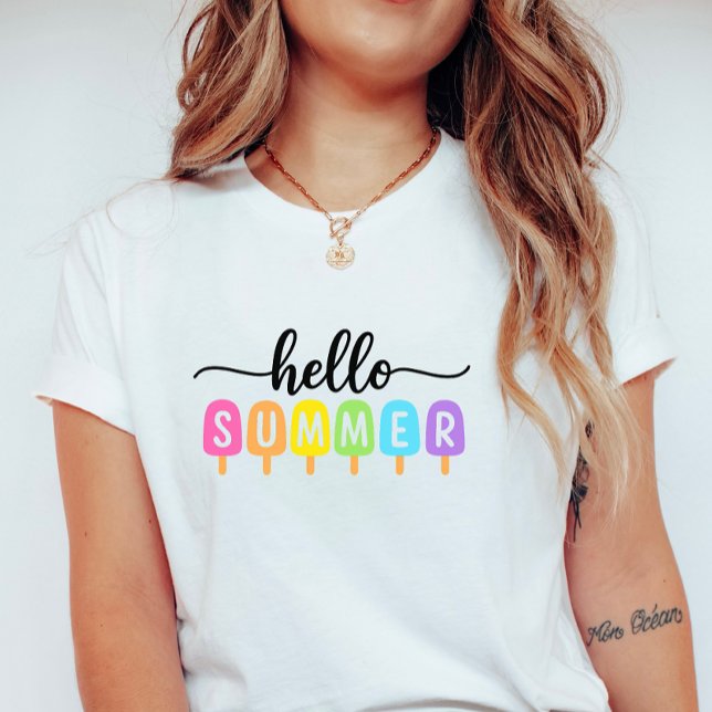 Hello Summer Popsicle; Colourful Seasonal Teens T-Shirt (Creator Uploaded)