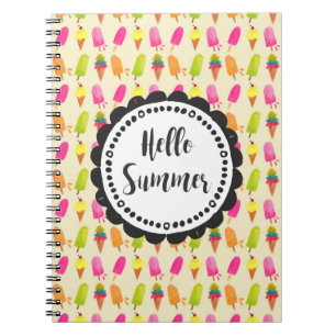Hello Summer Popsicles and Ice Cream Spiral Notebook