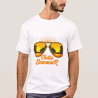 Hello Summer Print Men's Cotton T-shirt