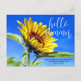Hello Summer Promotional Business Sunflower Postcard