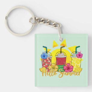 Hello Summer   Refreshing Tropical Fruit Smoothie Key Ring