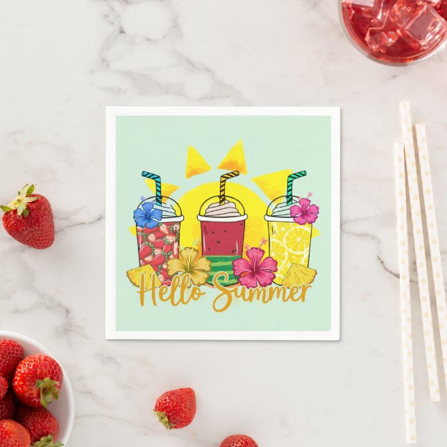 Hello Summer | Refreshing Tropical Fruit Smoothie Napkin (Insitu)