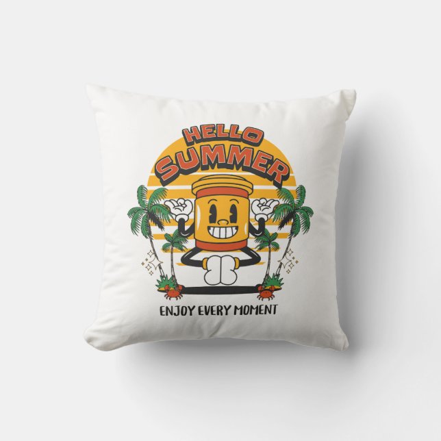 Hello Summer Retro Mascot Cushion (Front)