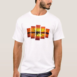 Hello Summer Retro Palm Tree Sunset Graphic T-Shir T-Shirt