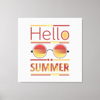 Hello Summer Retro Sunset Sunglasses Tee Canvas Print
