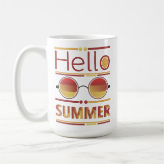 Hello Summer Retro Sunset Sunglasses Tee Coffee Mug