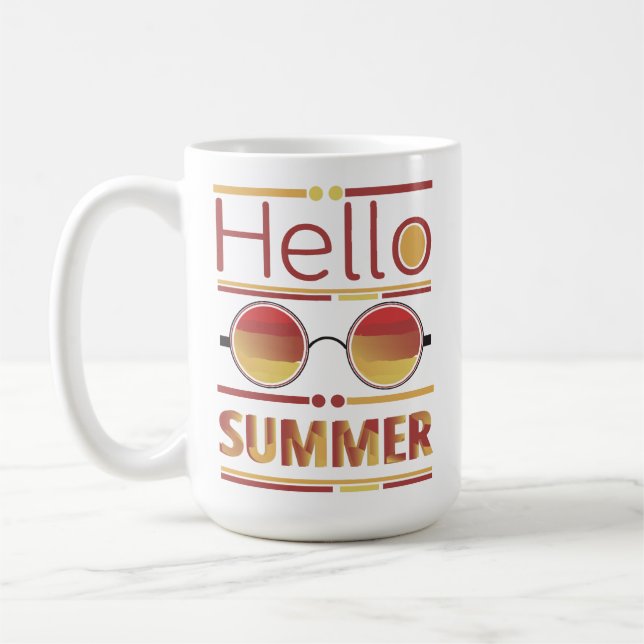 Hello Summer Retro Sunset Sunglasses Tee Coffee Mug (Left)