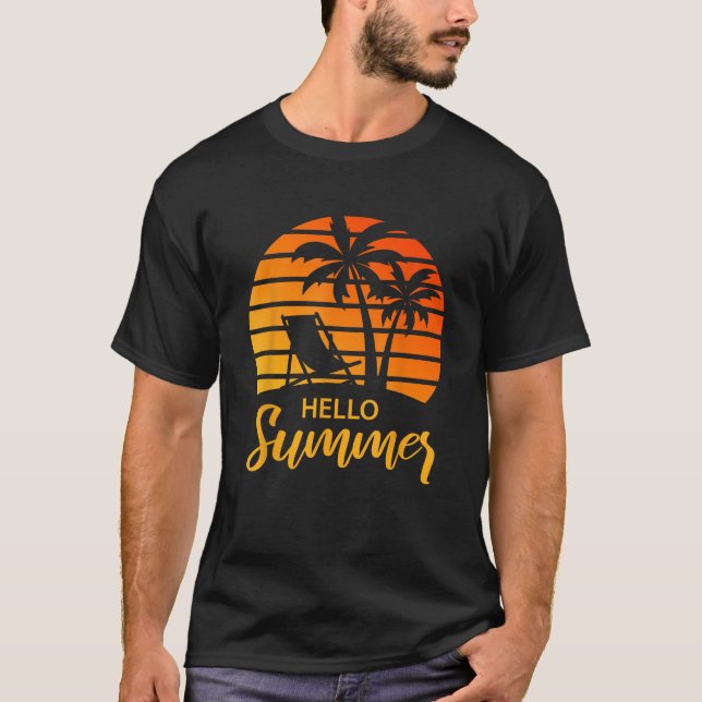 Hello Summer Retro Vintage Vacation T-Shirt (Front)