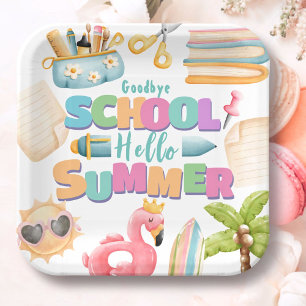 Hello Summer! School's Out Summer Pool Party Paper Plate