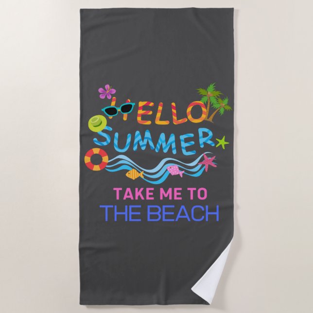 Hello Summer Sea Beach Party  Towel (Front)