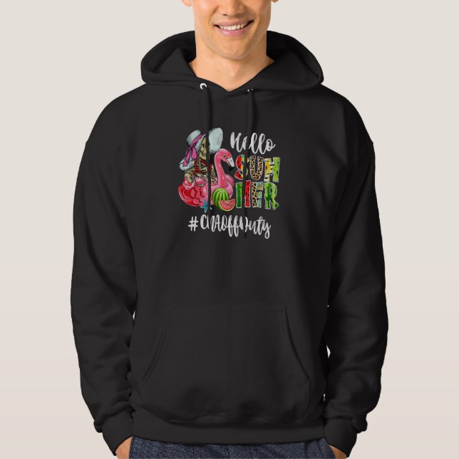 Hello Summer Skull Flamingo Float Watermelon Cna O Hoodie (Front)